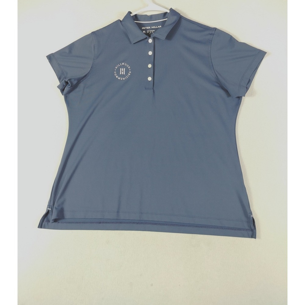 Peter‎ Millar Polo Shirt Womens XL Blue Hillwood Golf UPF 50 Dallas Texas